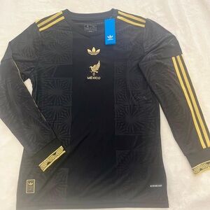 Adidas Black and Gold Mexico Long Sleeve Jersey
